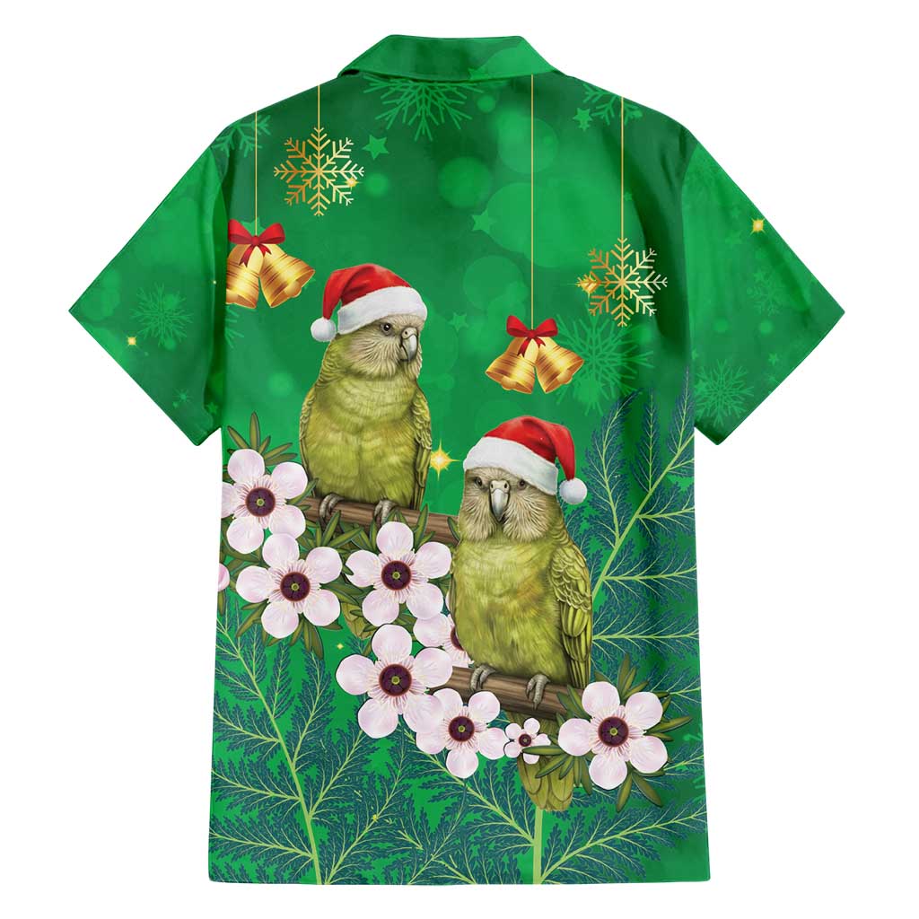 New Zealand Kakapo Christmas Family Matching Short Sleeve Bodycon Dress and Hawaiian Shirt Owl Parrot Santa Sliver Fern Manuka - Green - Aussie Hoodie