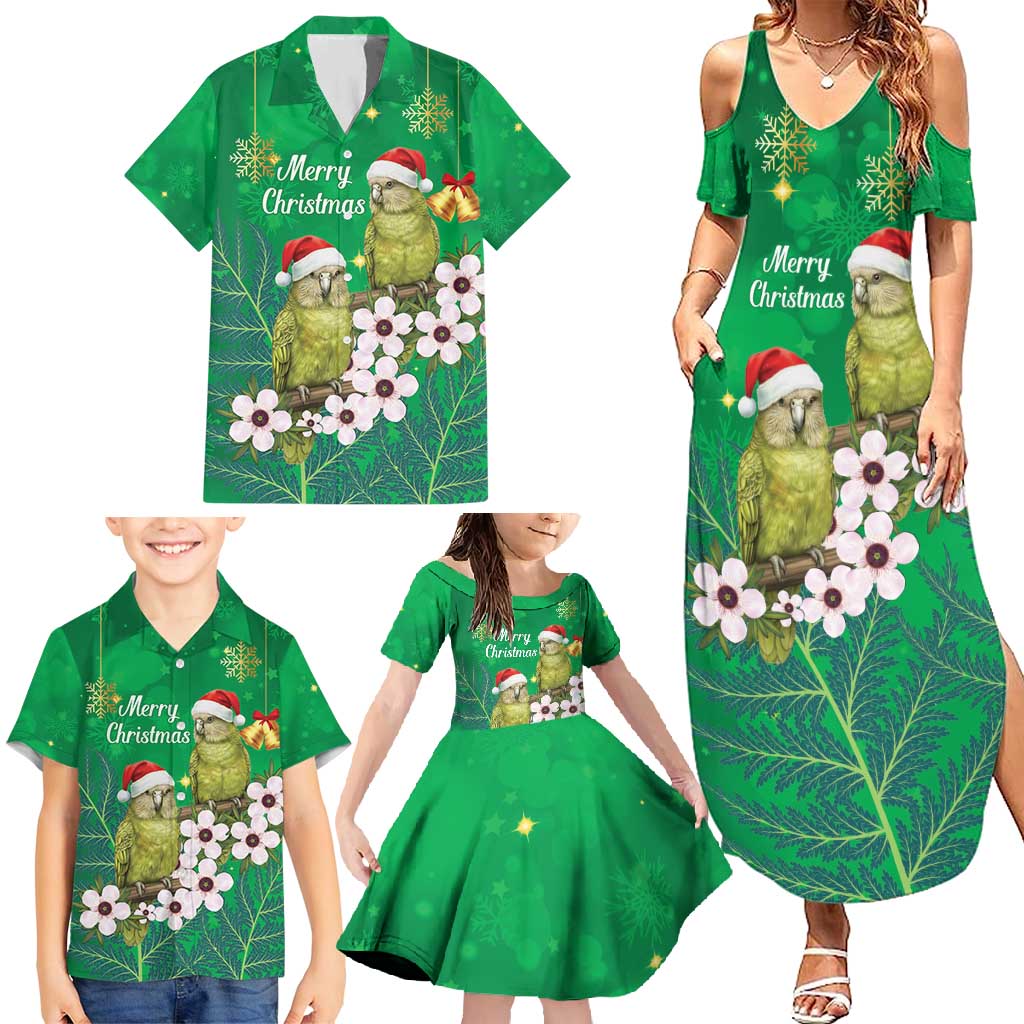 New Zealand Kakapo Christmas Family Matching Summer Maxi Dress and Hawaiian Shirt Owl Parrot Santa Sliver Fern Manuka - Green - Aussie Hoodie