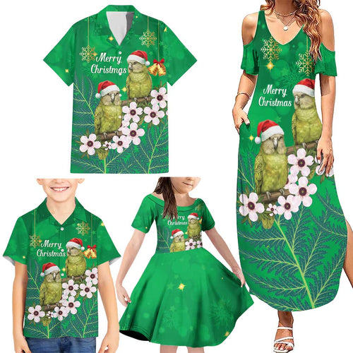 New Zealand Kakapo Christmas Family Matching Summer Maxi Dress and Hawaiian Shirt Owl Parrot Santa Sliver Fern Manuka - Green - Aussie Hoodie