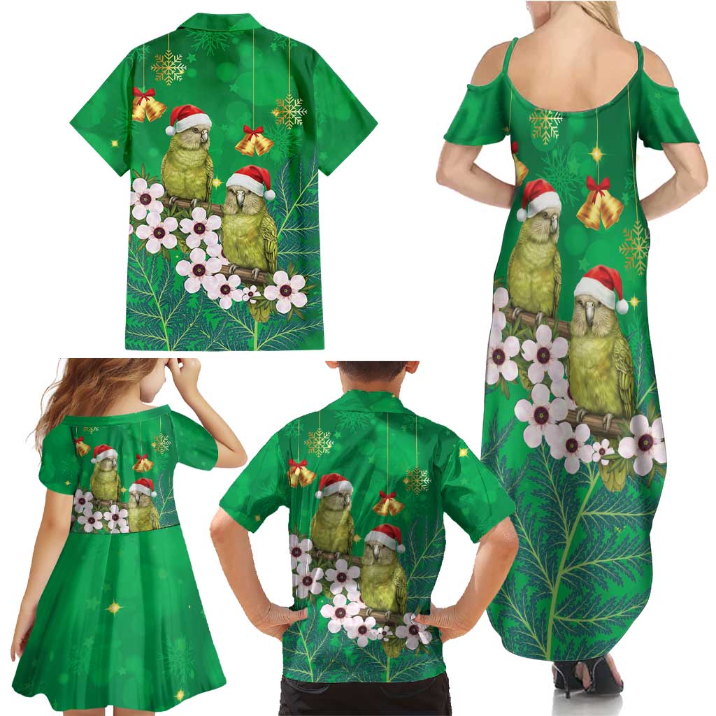 New Zealand Kakapo Christmas Family Matching Summer Maxi Dress and Hawaiian Shirt Owl Parrot Santa Sliver Fern Manuka - Green - Aussie Hoodie