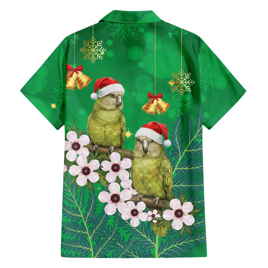 New Zealand Kakapo Christmas Hawaiian Shirt Owl Parrot Santa Sliver Fern Manuka - Green - Aussie Hoodie