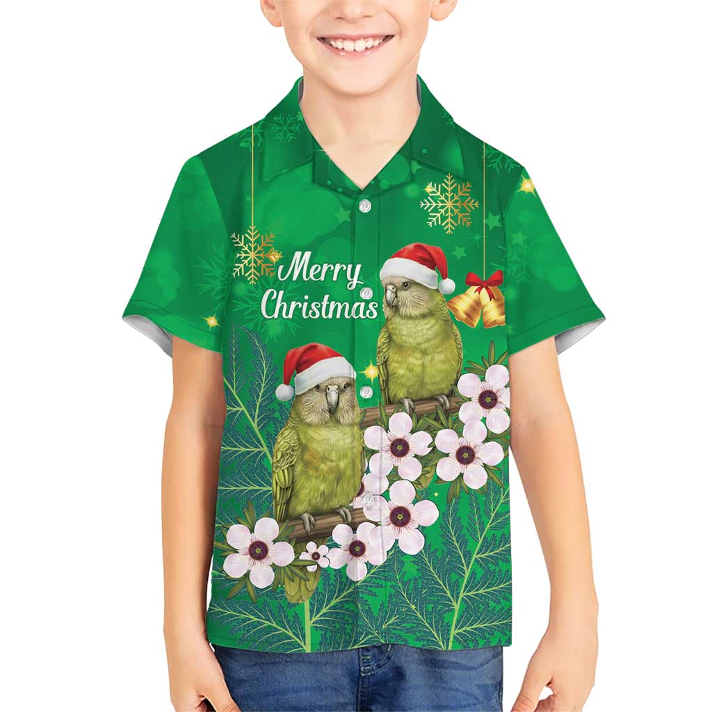 New Zealand Kakapo Christmas Hawaiian Shirt Owl Parrot Santa Sliver Fern Manuka - Green - Aussie Hoodie