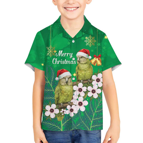 New Zealand Kakapo Christmas Hawaiian Shirt Owl Parrot Santa Sliver Fern Manuka - Green - Aussie Hoodie