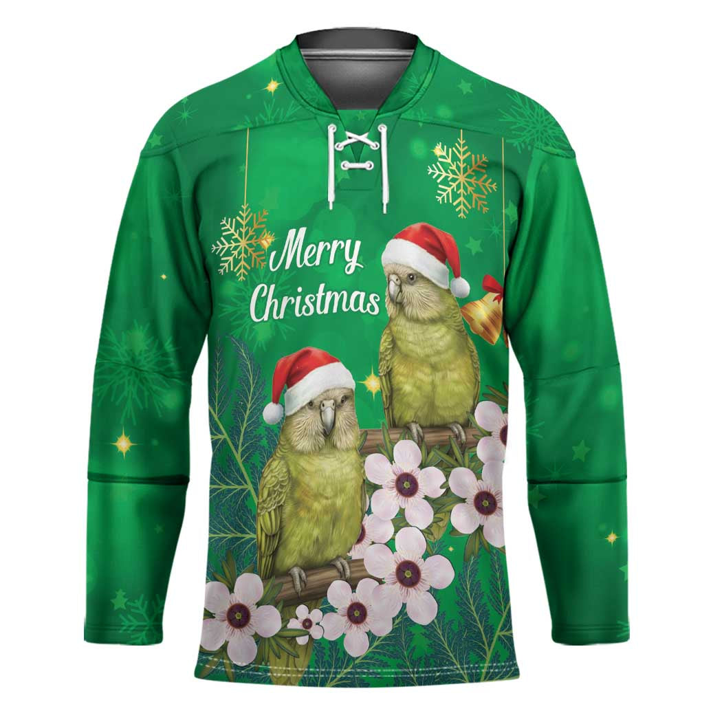 New Zealand Kakapo Christmas Hockey Jersey Owl Parrot Santa Sliver Fern Manuka - Green - Aussie Hoodie
