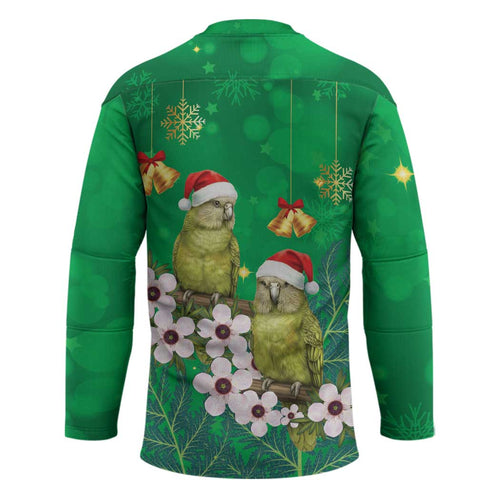 New Zealand Kakapo Christmas Hockey Jersey Owl Parrot Santa Sliver Fern Manuka - Green - Aussie Hoodie