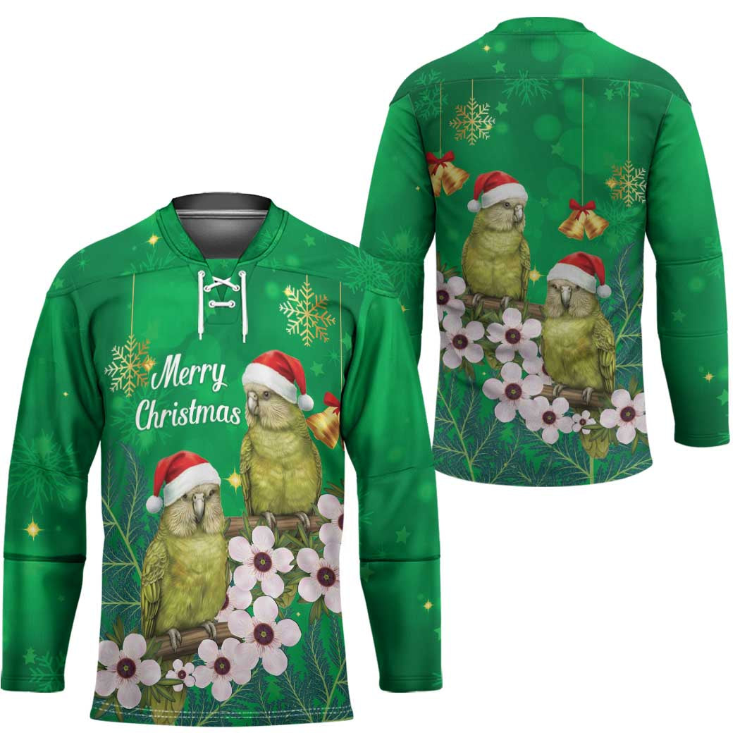 New Zealand Kakapo Christmas Hockey Jersey Owl Parrot Santa Sliver Fern Manuka - Green - Aussie Hoodie