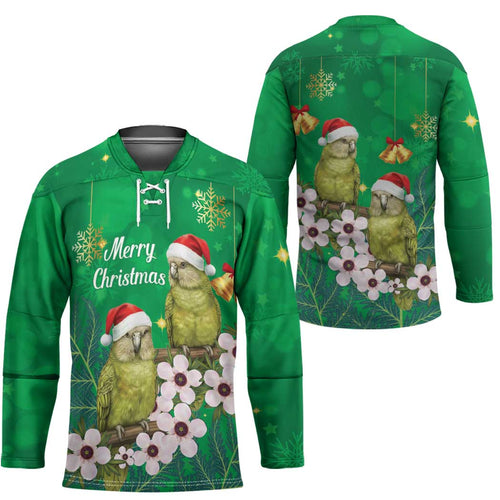 New Zealand Kakapo Christmas Hockey Jersey Owl Parrot Santa Sliver Fern Manuka - Green - Aussie Hoodie