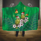 New Zealand Kakapo Christmas Hooded Blanket Owl Parrot Santa Sliver Fern Manuka - Green - Aussie Hoodie