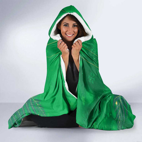 New Zealand Kakapo Christmas Hooded Blanket Owl Parrot Santa Sliver Fern Manuka - Green - Aussie Hoodie