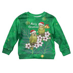 New Zealand Kakapo Christmas Kid Ugly Christmas Sweater Owl Parrot Santa Sliver Fern Manuka - Green - Aussie Hoodie