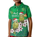 New Zealand Kakapo Christmas Kid Polo Shirt Owl Parrot Santa Sliver Fern Manuka - Green - Aussie Hoodie