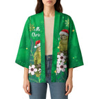 New Zealand Kakapo Christmas Kimono Owl Parrot Santa Sliver Fern Manuka - Green - Aussie Hoodie