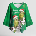 New Zealand Kakapo Christmas Kimono Sleeve Blouse Owl Parrot Santa Sliver Fern Manuka - Green - Aussie Hoodie