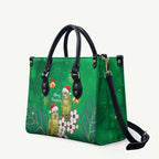 New Zealand Kakapo Christmas Leather Bag Owl Parrot Santa Sliver Fern Manuka - Green - Aussie Hoodie