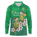 New Zealand Kakapo Christmas Long Sleeve Polo Shirt Owl Parrot Santa Sliver Fern Manuka - Green - Aussie Hoodie