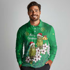 New Zealand Kakapo Christmas Long Sleeve Polo Shirt Owl Parrot Santa Sliver Fern Manuka - Green - Aussie Hoodie