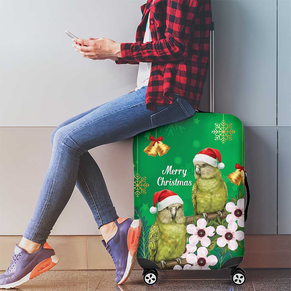 New Zealand Kakapo Christmas Luggage Cover Owl Parrot Santa Sliver Fern Manuka - Green - Aussie Hoodie
