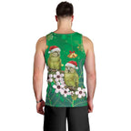 New Zealand Kakapo Christmas Men Tank Top Owl Parrot Santa Sliver Fern Manuka - Green - Aussie Hoodie