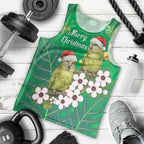 New Zealand Kakapo Christmas Men Tank Top Owl Parrot Santa Sliver Fern Manuka - Green - Aussie Hoodie