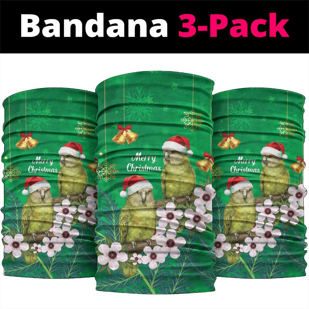 New Zealand Kakapo Christmas Neck Gaiter Owl Parrot Santa Sliver Fern Manuka - Green - Aussie Hoodie