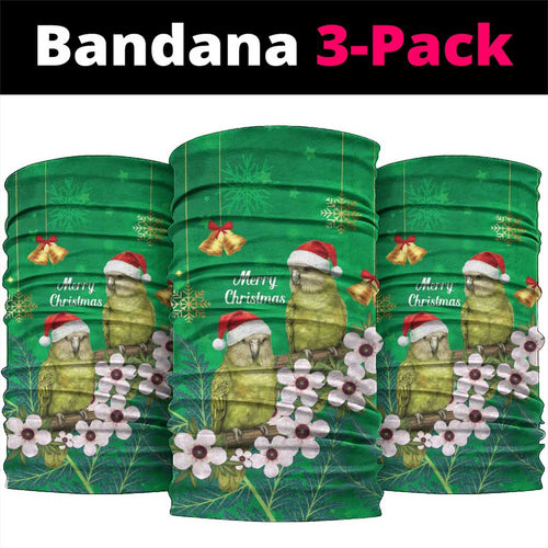 New Zealand Kakapo Christmas Neck Gaiter Owl Parrot Santa Sliver Fern Manuka - Green - Aussie Hoodie