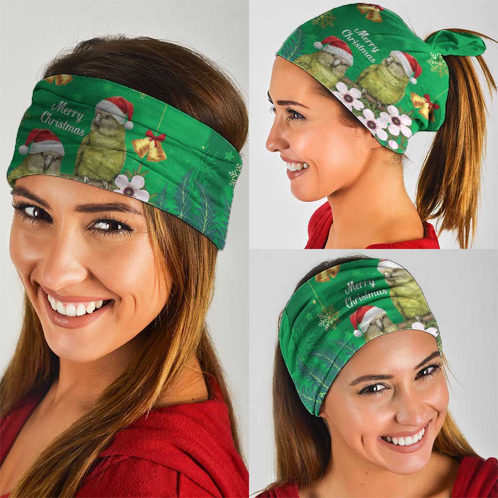 New Zealand Kakapo Christmas Neck Gaiter Owl Parrot Santa Sliver Fern Manuka - Green - Aussie Hoodie