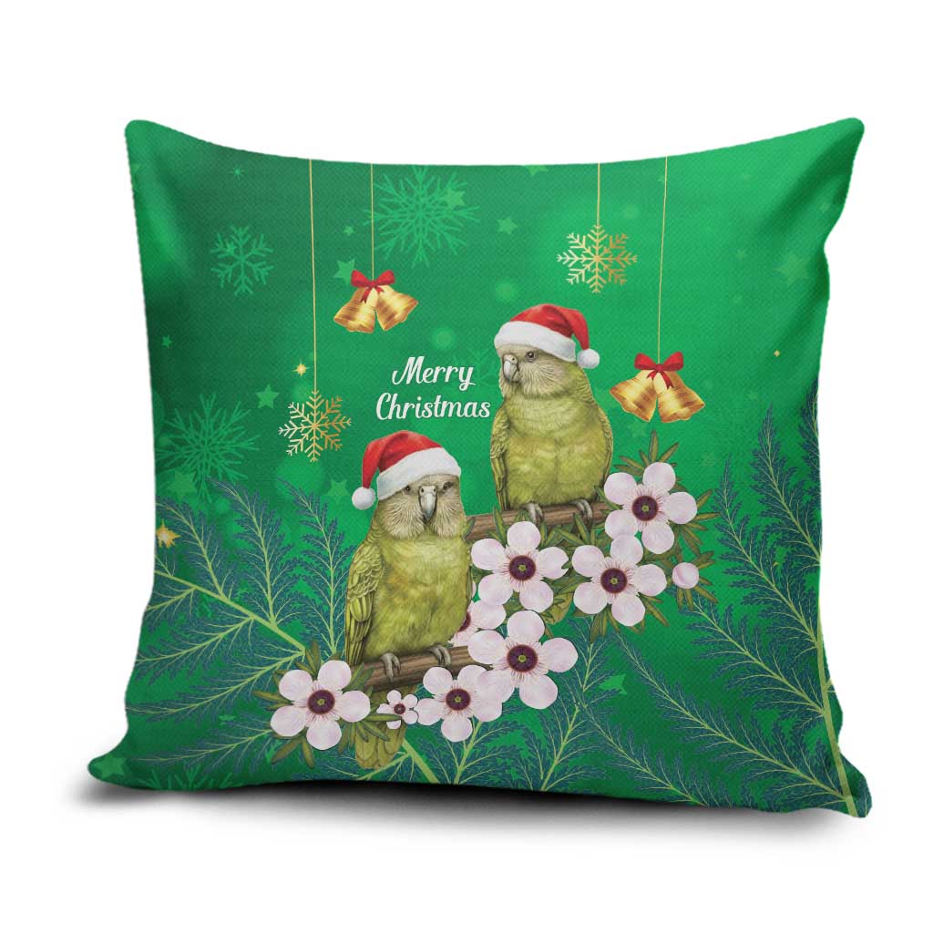 New Zealand Kakapo Christmas Pillow Cover Owl Parrot Santa Sliver Fern Manuka - Green - Aussie Hoodie
