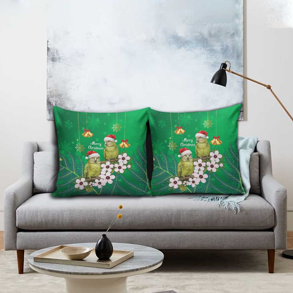 New Zealand Kakapo Christmas Pillow Cover Owl Parrot Santa Sliver Fern Manuka - Green - Aussie Hoodie