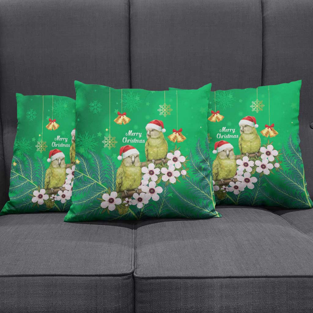 New Zealand Kakapo Christmas Pillow Cover Owl Parrot Santa Sliver Fern Manuka - Green - Aussie Hoodie