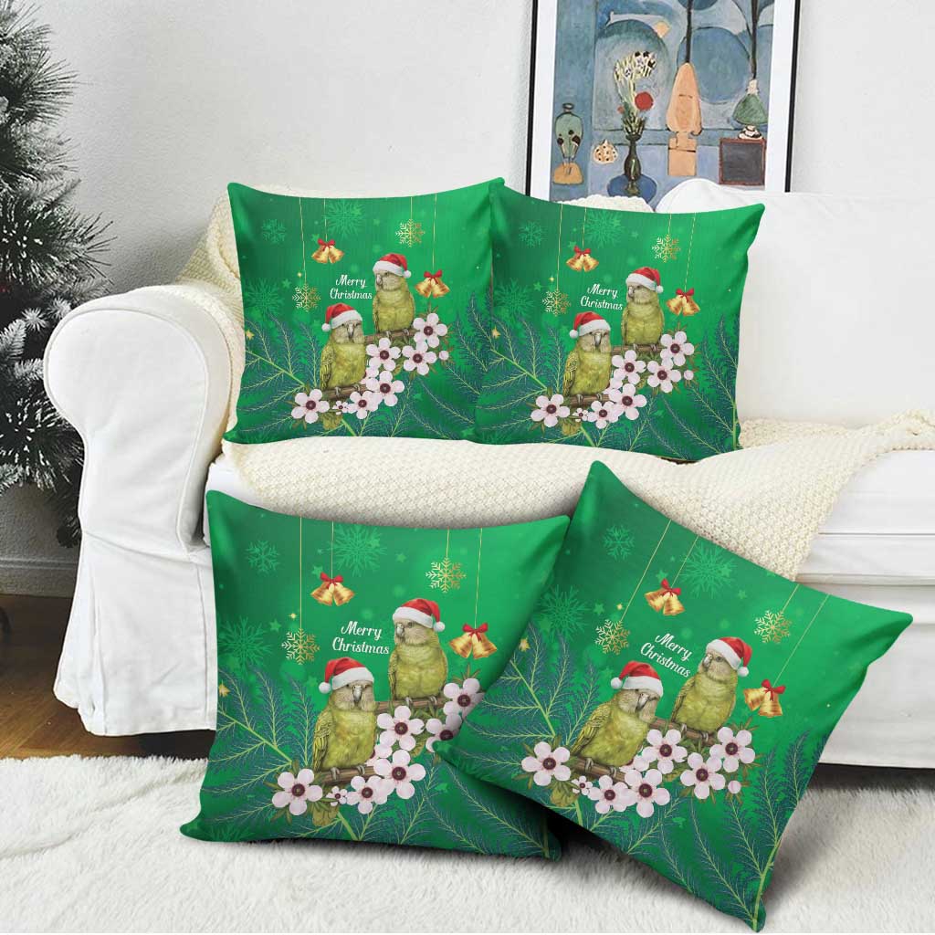 New Zealand Kakapo Christmas Pillow Cover Owl Parrot Santa Sliver Fern Manuka - Green - Aussie Hoodie
