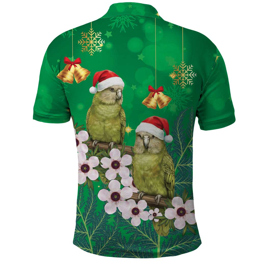New Zealand Kakapo Christmas Polo Shirt Owl Parrot Santa Sliver Fern Manuka - Green - Aussie Hoodie