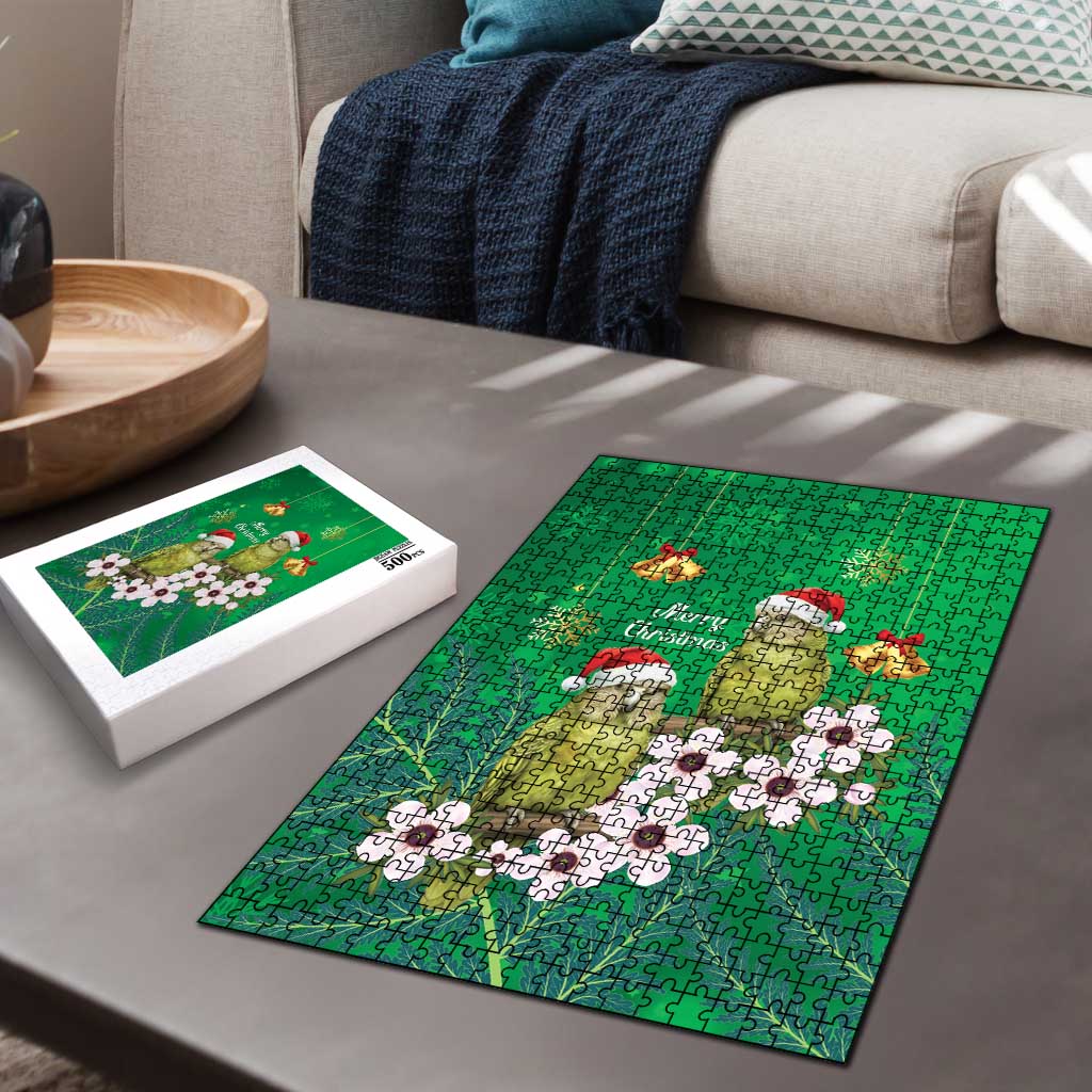 New Zealand Kakapo Christmas Puzzle Owl Parrot Santa Sliver Fern Manuka - Green - Aussie Hoodie