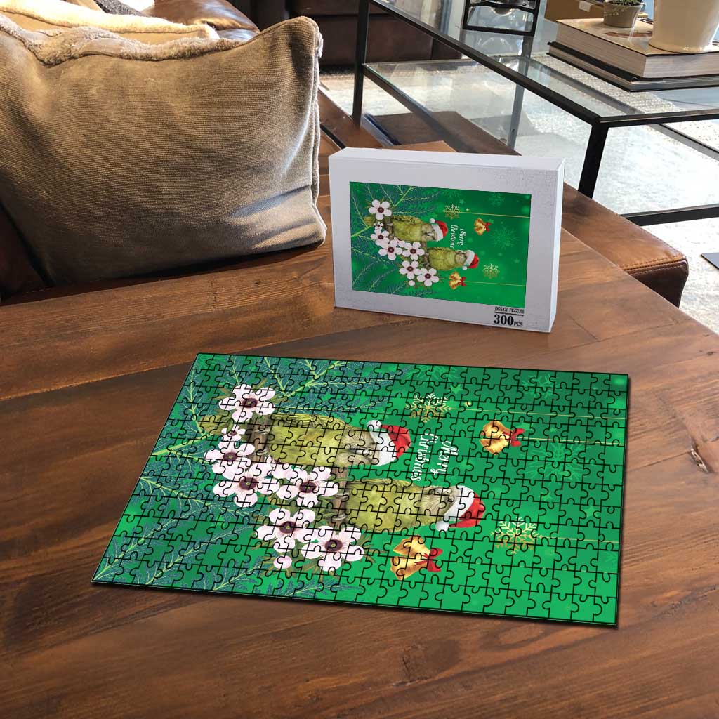 New Zealand Kakapo Christmas Puzzle Owl Parrot Santa Sliver Fern Manuka - Green - Aussie Hoodie