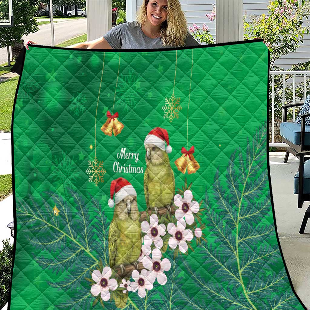 New Zealand Kakapo Christmas Quilt Owl Parrot Santa Sliver Fern Manuka - Green - Aussie Hoodie