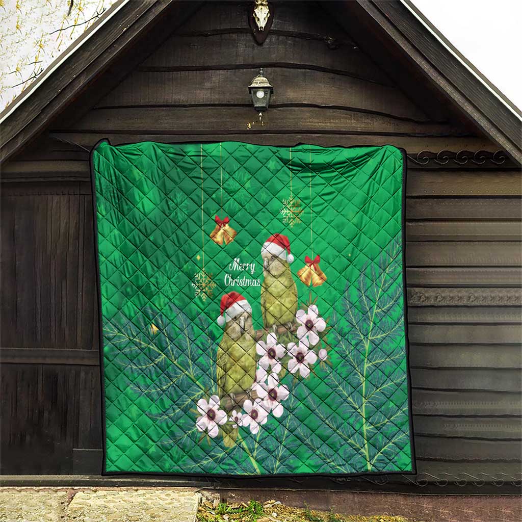 New Zealand Kakapo Christmas Quilt Owl Parrot Santa Sliver Fern Manuka - Green - Aussie Hoodie