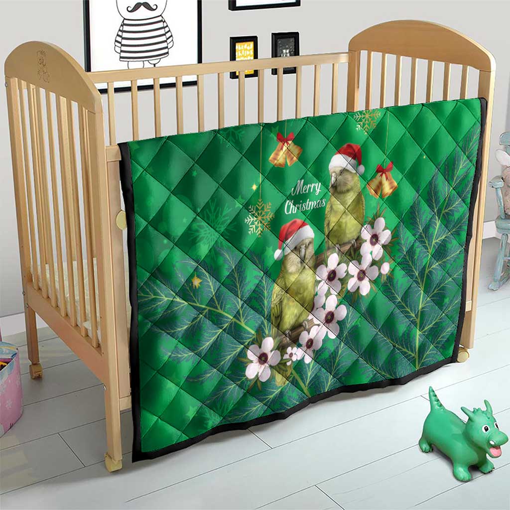 New Zealand Kakapo Christmas Quilt Owl Parrot Santa Sliver Fern Manuka - Green - Aussie Hoodie