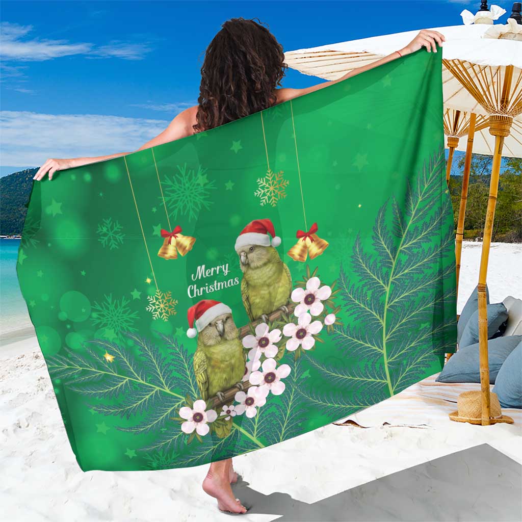 New Zealand Kakapo Christmas Sarong Owl Parrot Santa Sliver Fern Manuka - Green - Aussie Hoodie