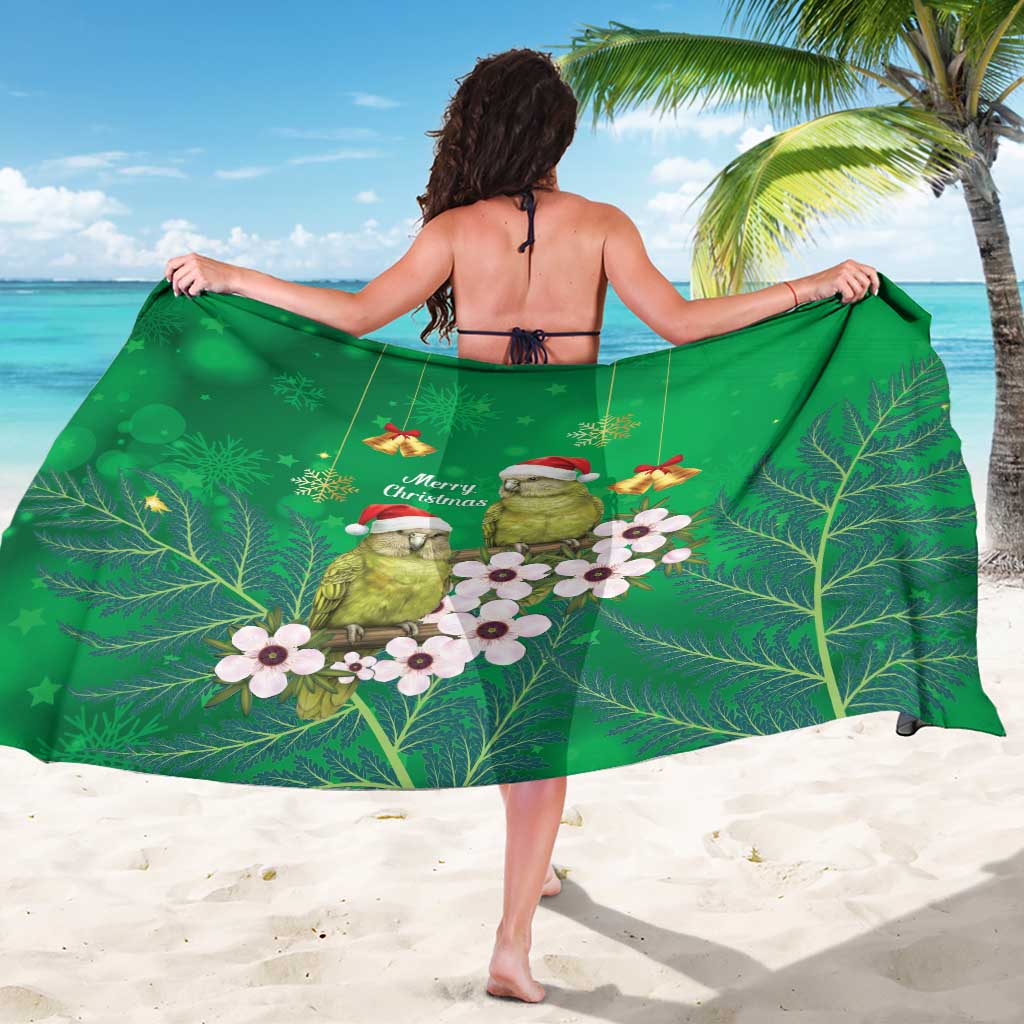 New Zealand Kakapo Christmas Sarong Owl Parrot Santa Sliver Fern Manuka - Green - Aussie Hoodie
