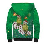 New Zealand Kakapo Christmas Sherpa Hoodie Owl Parrot Santa Sliver Fern Manuka - Green - Aussie Hoodie