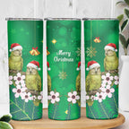 New Zealand Kakapo Christmas Skinny Tumbler Owl Parrot Santa Sliver Fern Manuka - Green - Aussie Hoodie