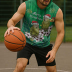 New Zealand Kakapo Christmas Sleeveless Hoodie Owl Parrot Santa Sliver Fern Manuka - Green - Aussie Hoodie