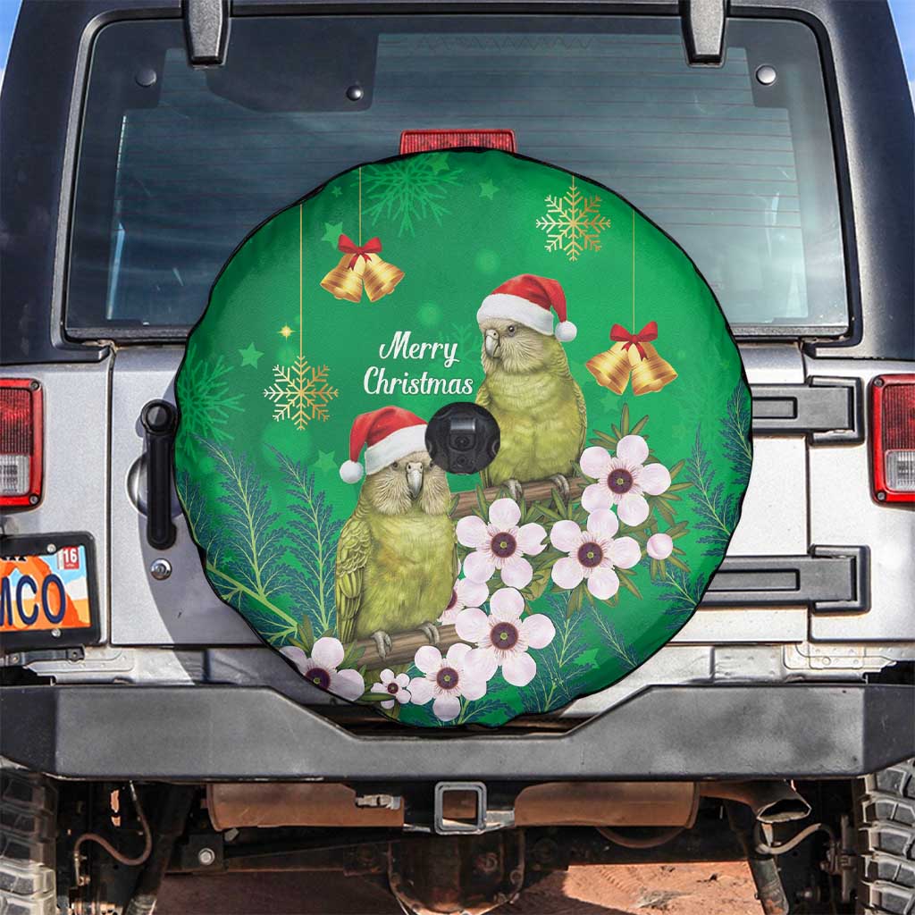 New Zealand Kakapo Christmas Spare Tire Cover Owl Parrot Santa Sliver Fern Manuka - Green - Aussie Hoodie