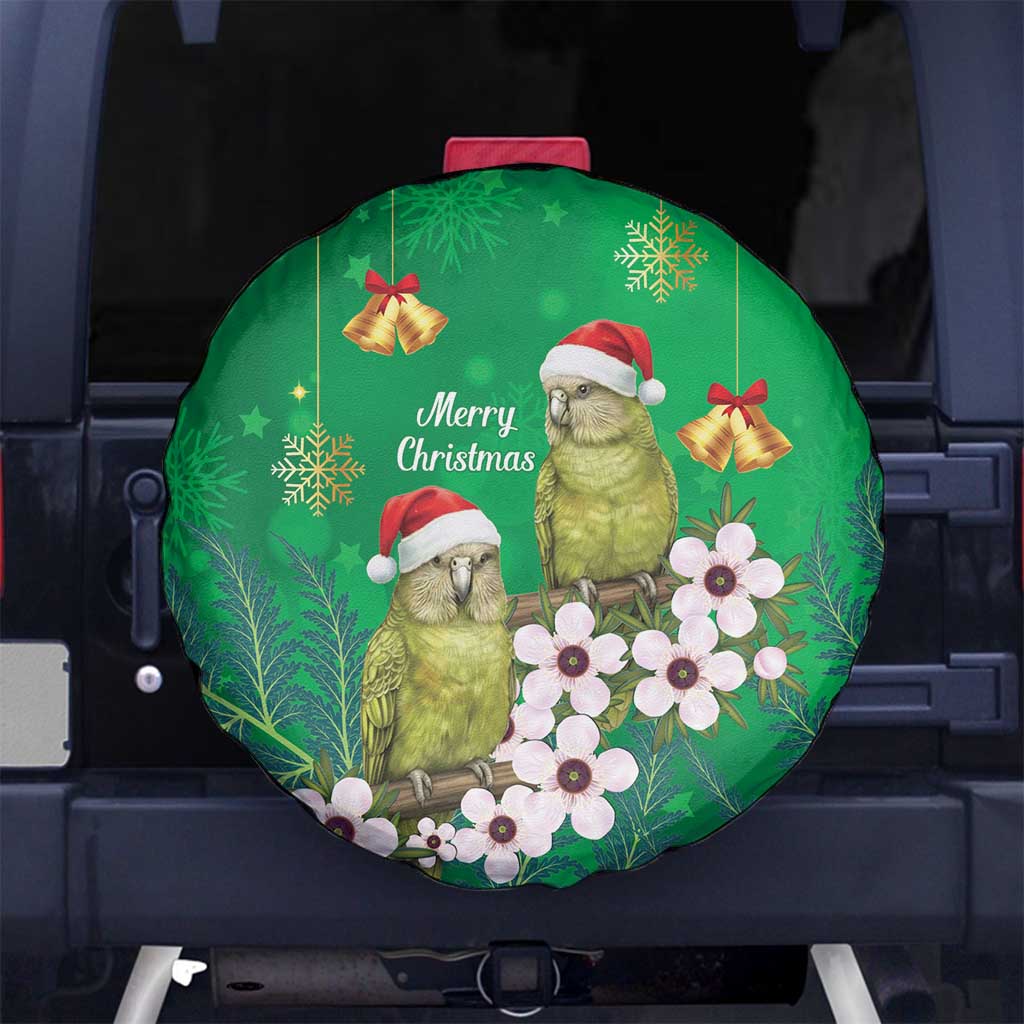 New Zealand Kakapo Christmas Spare Tire Cover Owl Parrot Santa Sliver Fern Manuka - Green - Aussie Hoodie