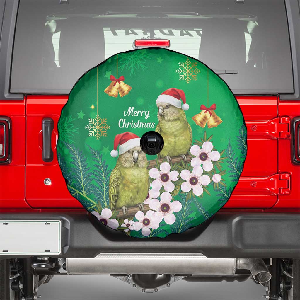 New Zealand Kakapo Christmas Spare Tire Cover Owl Parrot Santa Sliver Fern Manuka - Green - Aussie Hoodie