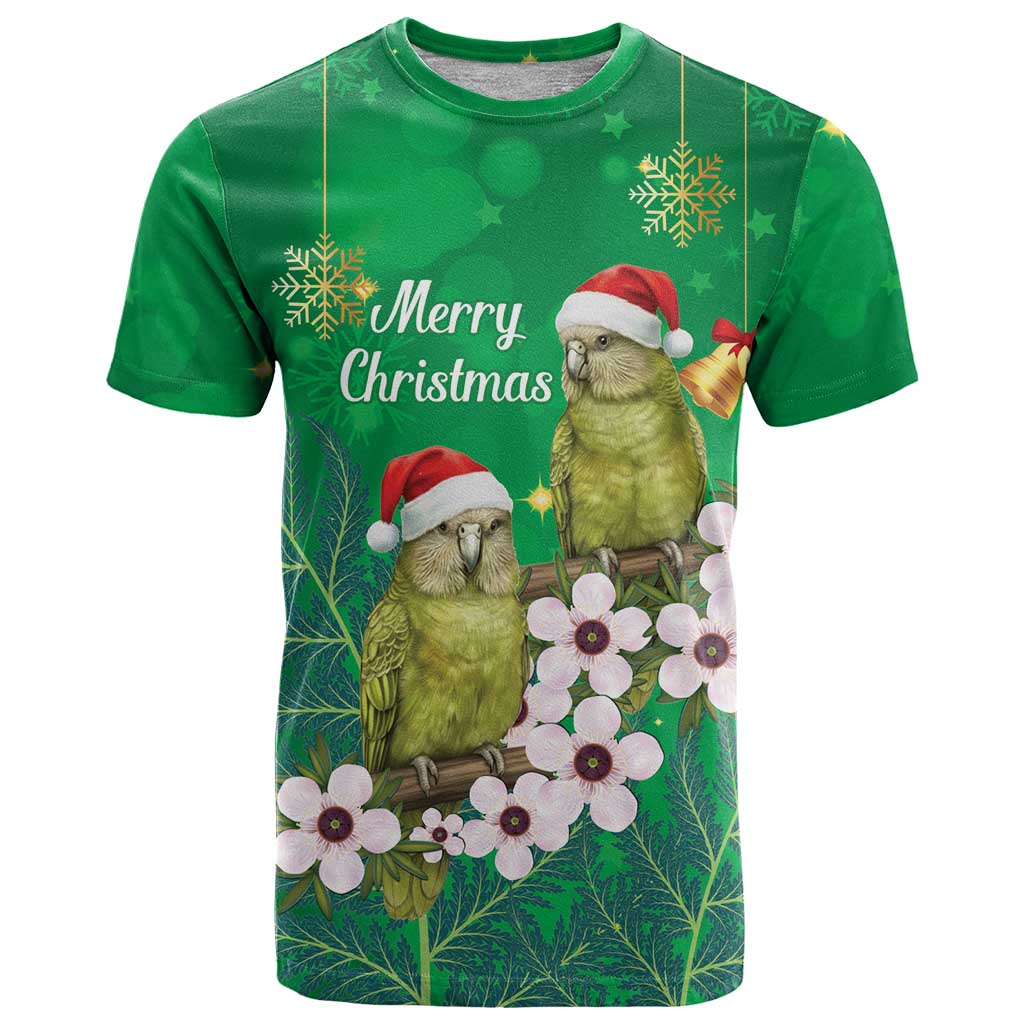 New Zealand Kakapo Christmas T Shirt Owl Parrot Santa Sliver Fern Manuka - Green - Aussie Hoodie