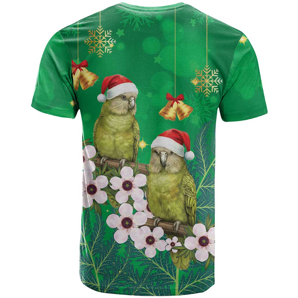 New Zealand Kakapo Christmas T Shirt Owl Parrot Santa Sliver Fern Manuka - Green - Aussie Hoodie