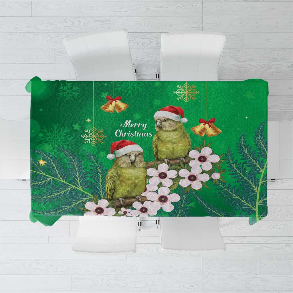 New Zealand Kakapo Christmas Tablecloth Owl Parrot Santa Sliver Fern Manuka - Green - Aussie Hoodie