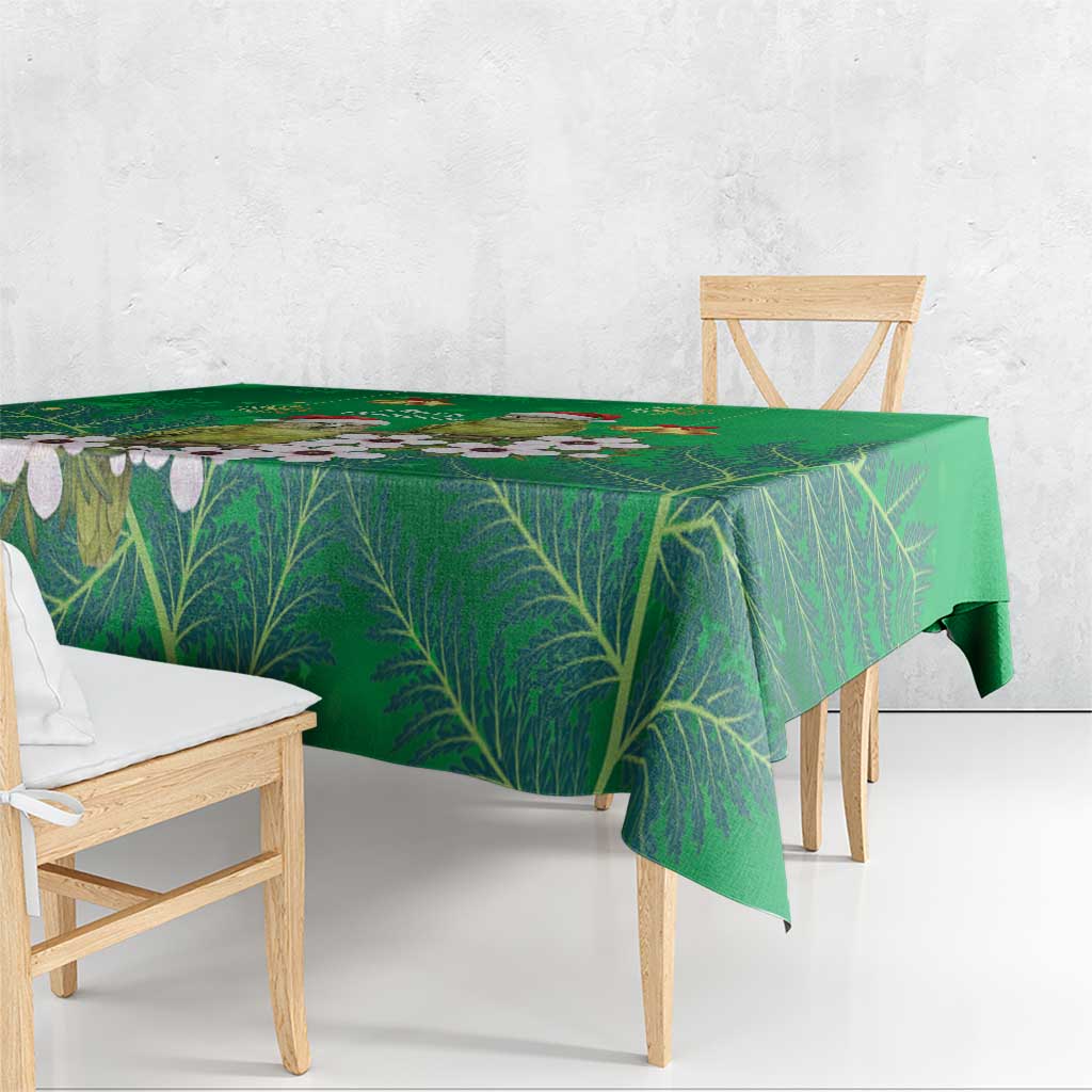 New Zealand Kakapo Christmas Tablecloth Owl Parrot Santa Sliver Fern Manuka - Green - Aussie Hoodie
