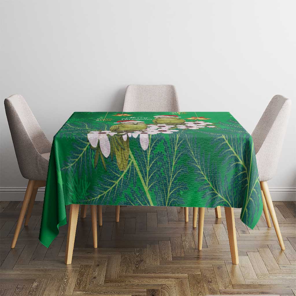 New Zealand Kakapo Christmas Tablecloth Owl Parrot Santa Sliver Fern Manuka - Green - Aussie Hoodie