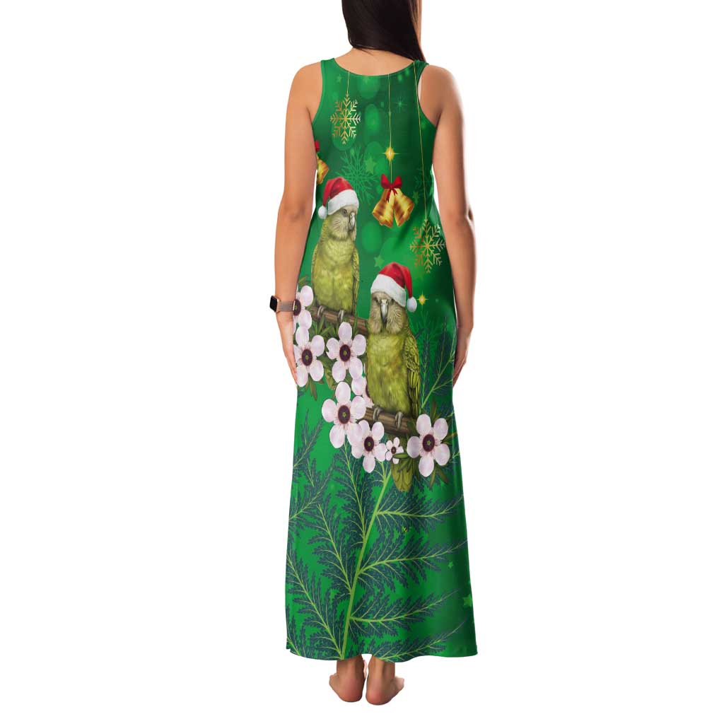 New Zealand Kakapo Christmas Tank Maxi Dress Owl Parrot Santa Sliver Fern Manuka - Green - Aussie Hoodie